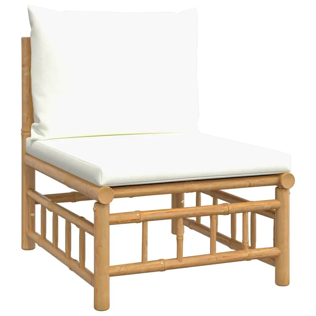 Bamboo Garden Middle Sofa for Outdoor Use with Cream White Cushions
