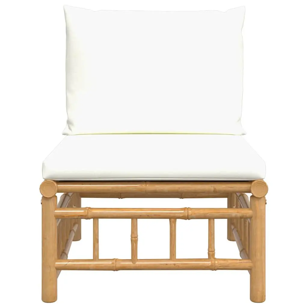 Bamboo Garden Middle Sofa for Outdoor Use with Cream White Cushions