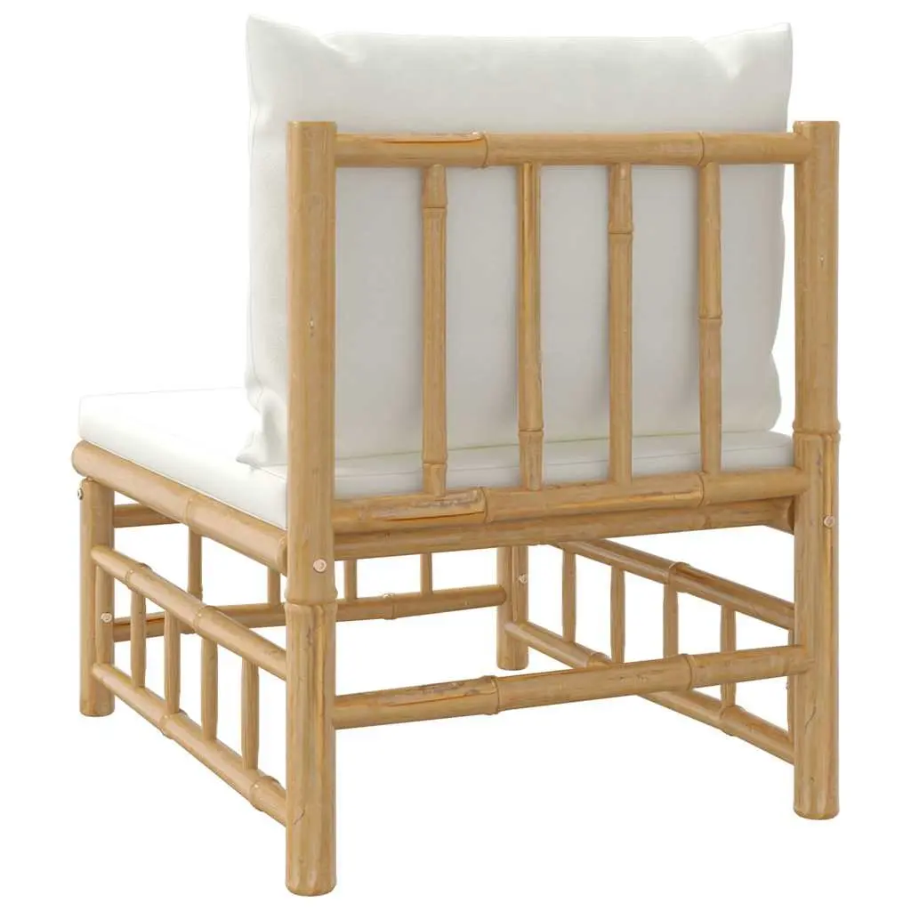 Bamboo Garden Middle Sofa for Outdoor Use with Cream White Cushions