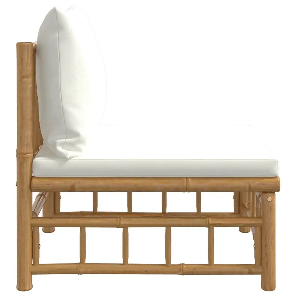 Bamboo Garden Middle Sofa for Outdoor Use with Cream White Cushions