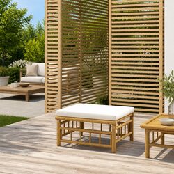Outdoor Footstool Specifications: Bamboo Frame & Cushion