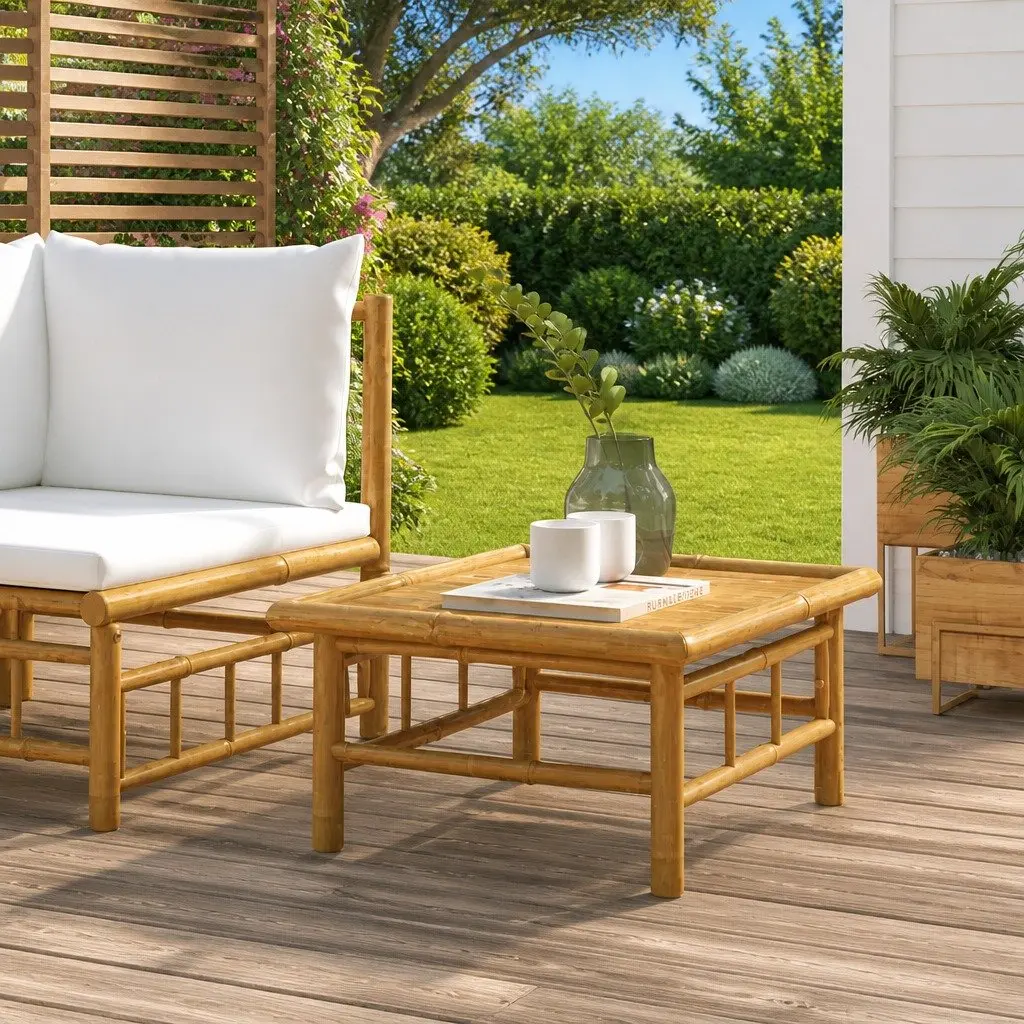 Brown Bamboo Garden Table with Assembly Manual 65x55x30cm