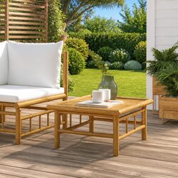 Outdoor Garden Table 65x55x30cm Brown Bamboo Patio Furniture Coffee Drinks