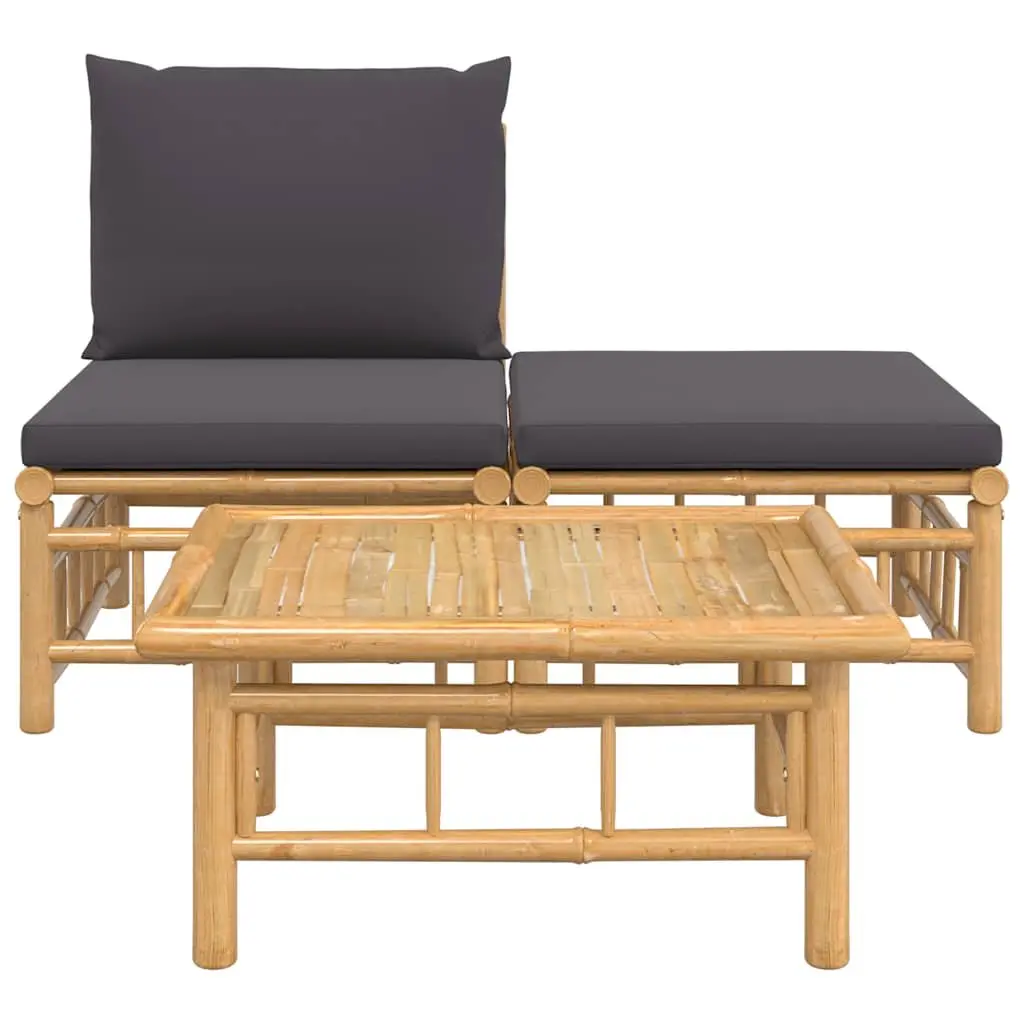 Outdoor Sectional Sofa Lounge Set 3 Piece Garden Furniture Grey Cushions