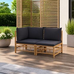 Outdoor Sectional Sofa Set: 2-Piece Bamboo Lounge Furniture