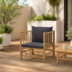 Bamboo Outdoor Sectional Sofa Dimensions: Modular Design with Grey Cushions