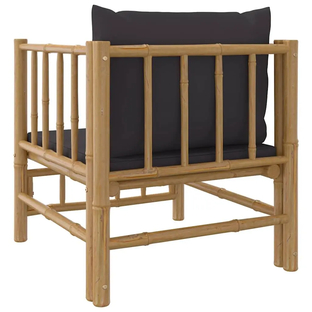 Outdoor Sectional Sofa Bamboo Garden Furniture with Grey Cushions Modular