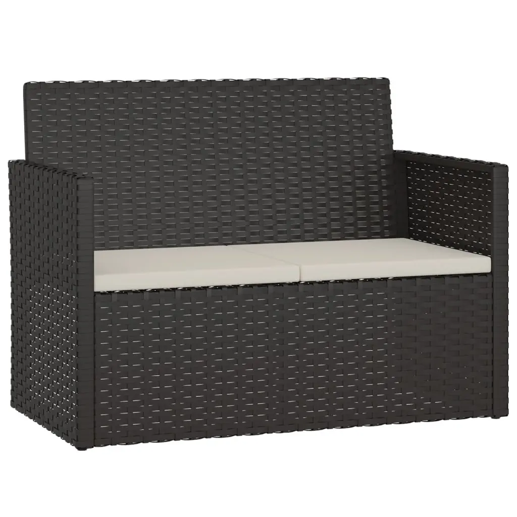 Black Poly Rattan Garden Bench
