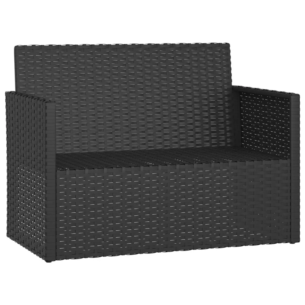 Black Poly Rattan Garden Bench
