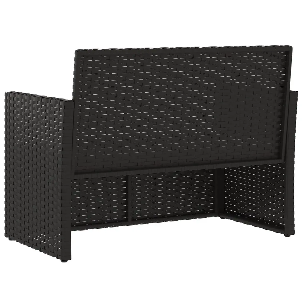 Black Poly Rattan Garden Bench