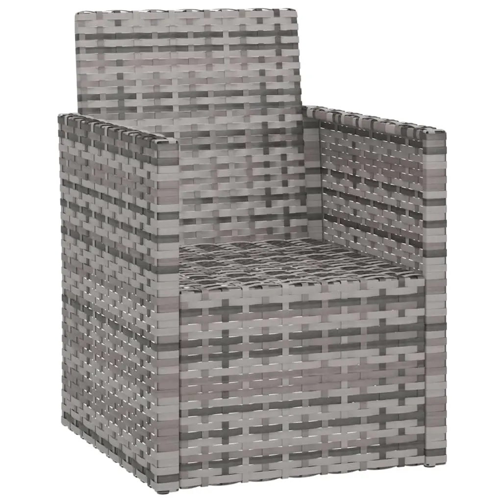 Outdoor Armchair Grey Steel Frame Poly Rattan Seating with Cushions for Garden Patio