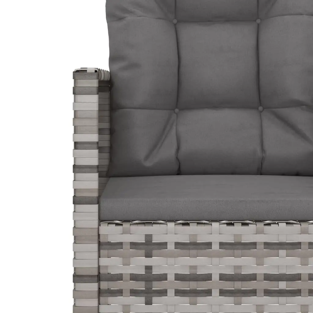 Outdoor Armchair Grey Steel Frame Poly Rattan Seating with Cushions for Garden Patio
