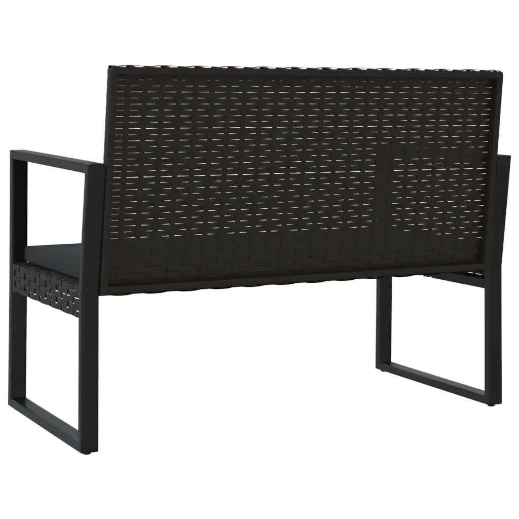 Outdoor Garden Bench with Cushions Black 106cm Poly Rattan Seating Furniture