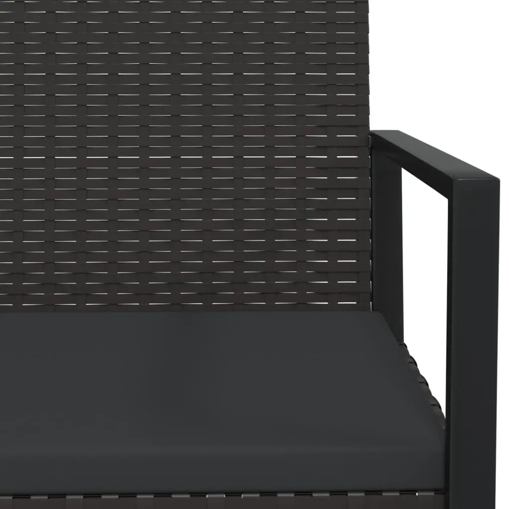 Outdoor Garden Bench with Cushions Black 106cm Poly Rattan Seating Furniture