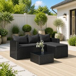 Specifications of Black Poly Rattan Outdoor Lounge Set