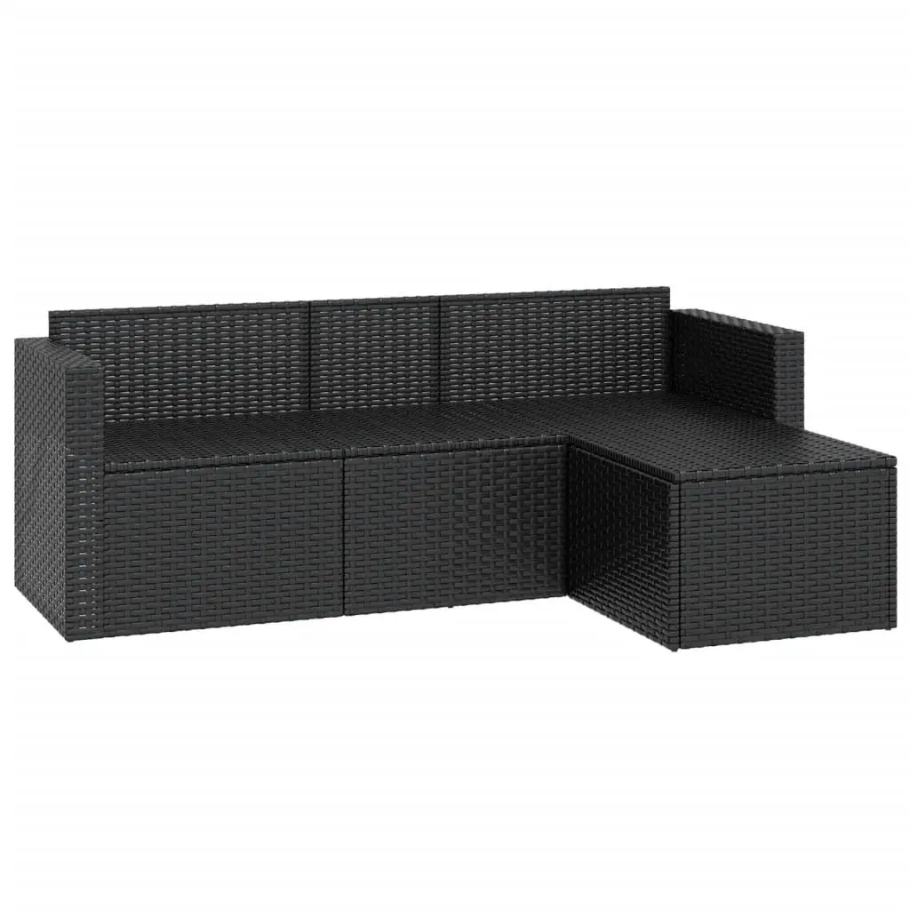 Outdoor Garden Lounge Set Modular Seating Black Poly Rattan Furniture with Cushions