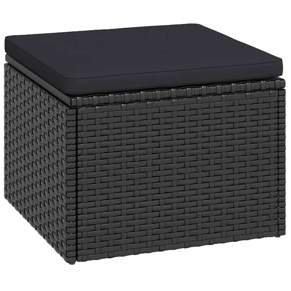 Outdoor Garden Lounge Set Modular Seating Black Poly Rattan Furniture with Cushions
