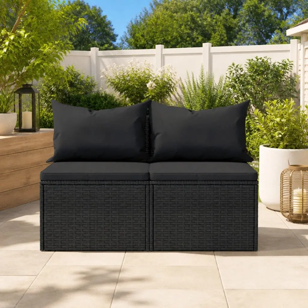 Black Garden Middle Sofas with Cushions