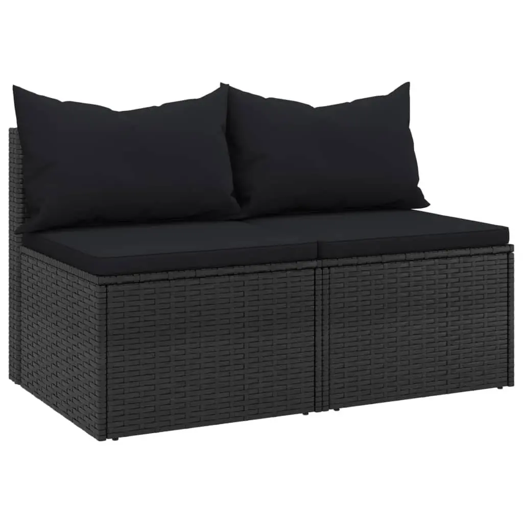 Black Garden Middle Sofas with Cushions