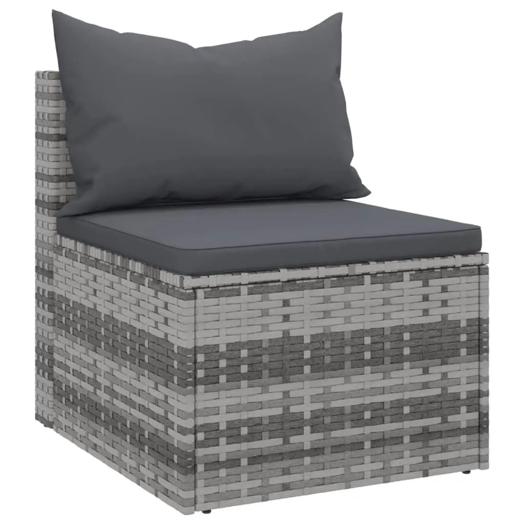 Outdoor Garden Middle Sofas Set 2 pcs Grey Poly Rattan Seating