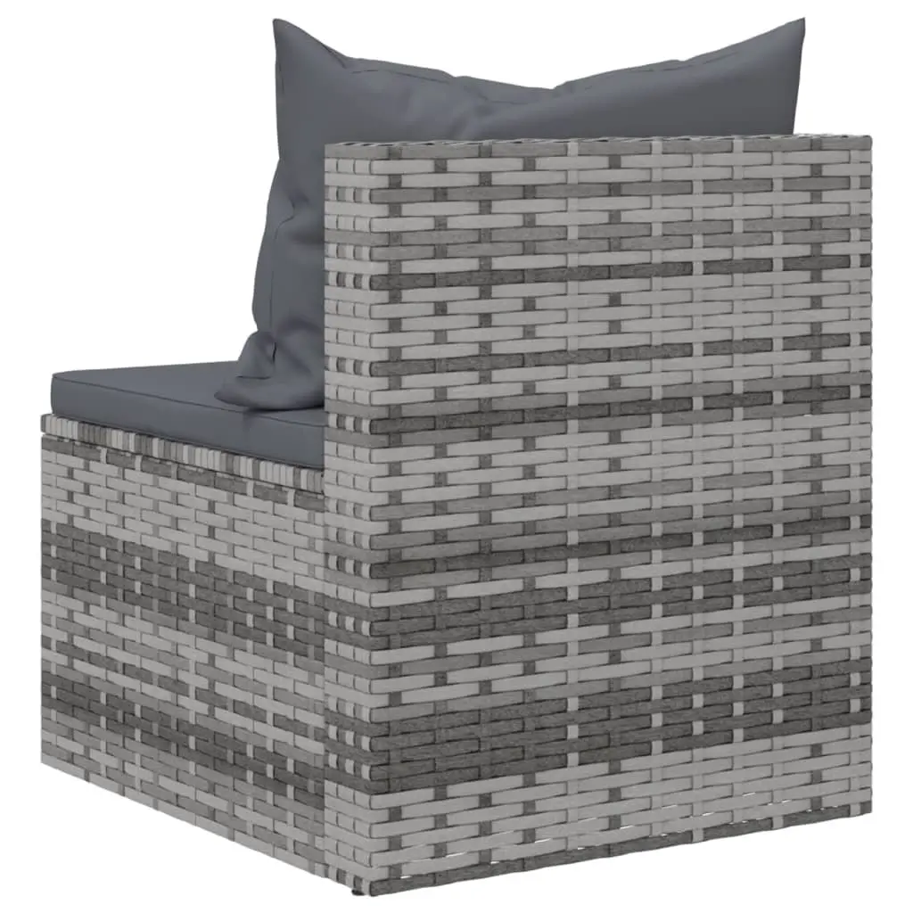 Outdoor Garden Middle Sofas Set 2 pcs Grey Poly Rattan Seating