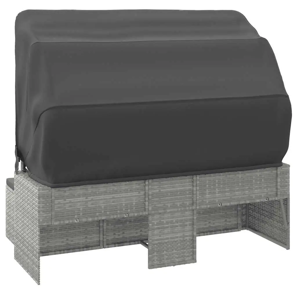 3-Seater Garden Sofa for Outdoor Use with Adjustable Roof and Footstool Grey