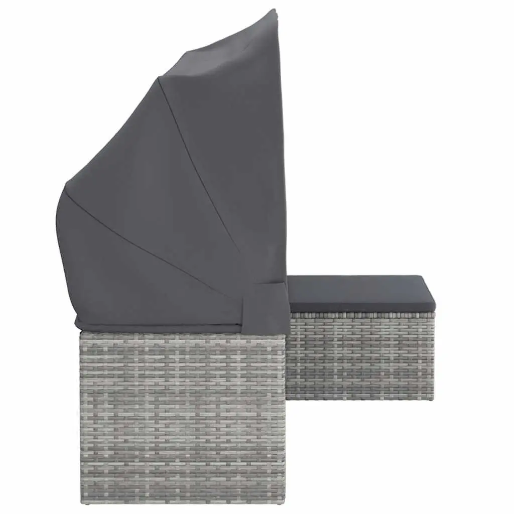 3-Seater Garden Sofa for Outdoor Use with Adjustable Roof and Footstool Grey