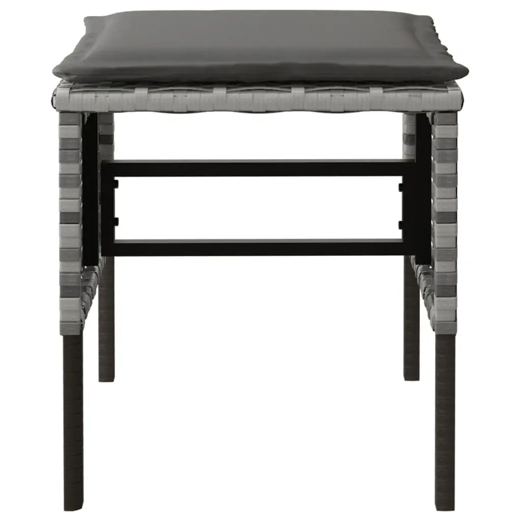Garden Footstools Set of 4 Outdoor Seating Grey Poly Rattan with Cushions