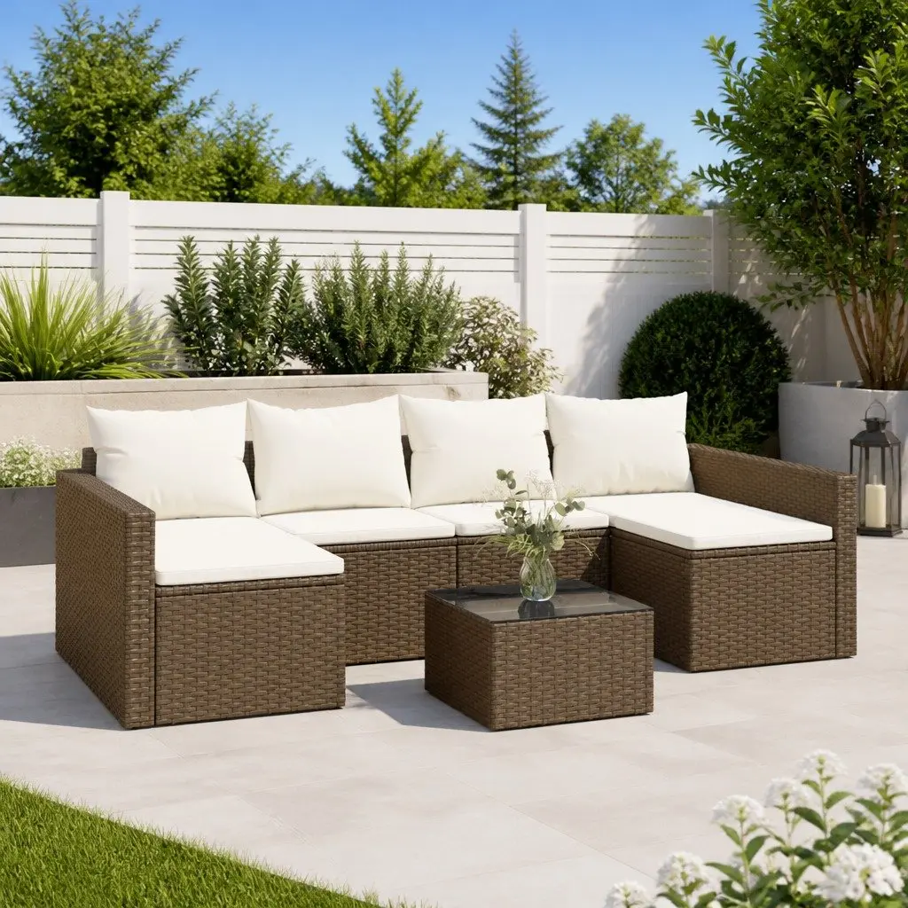 Garden Lounge Set Outdoor Furniture 2 Piece Brown Rattan