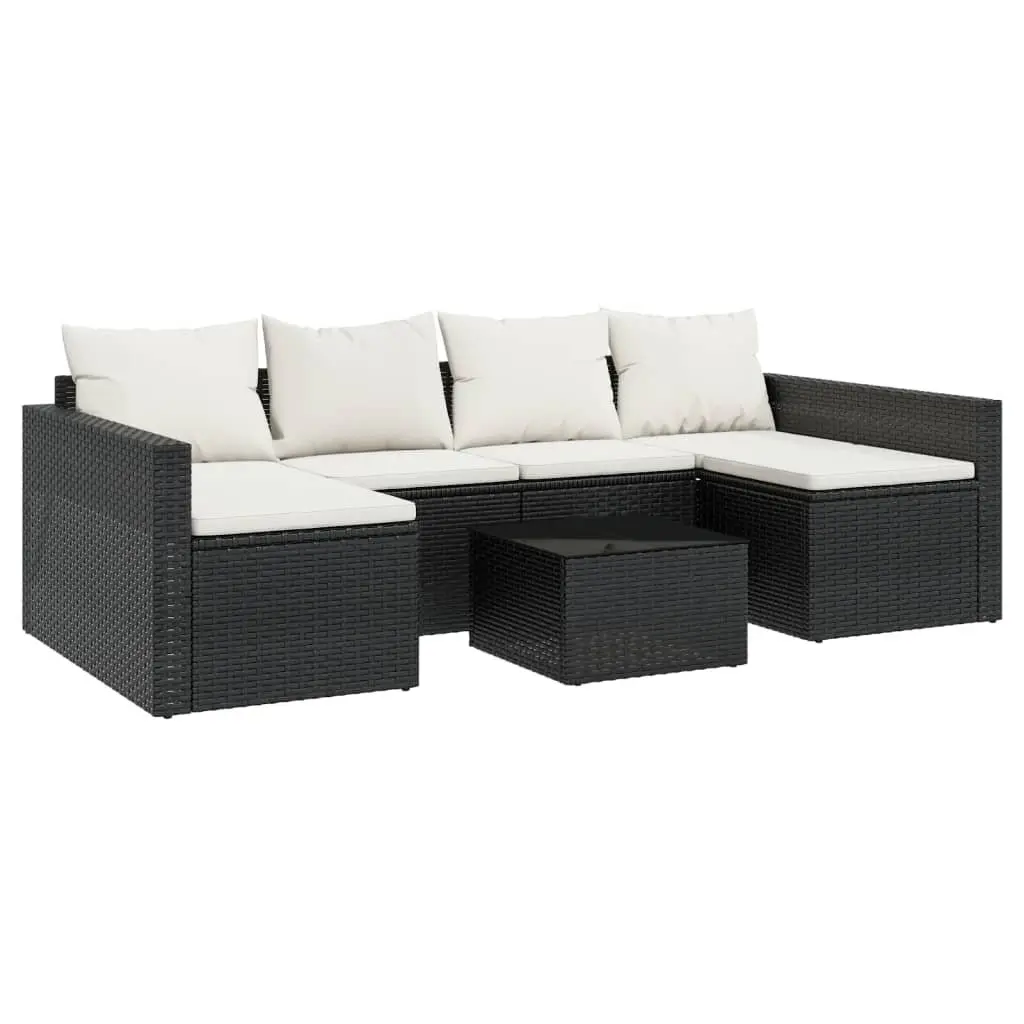 Outdoor Furniture Set 2 Piece Garden Lounge Black with Cushions and Coffee Table