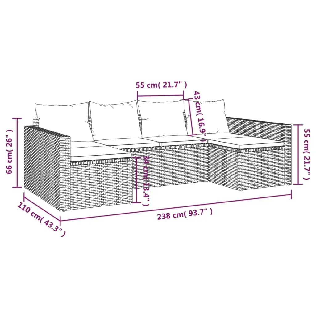 Outdoor Furniture Set 2 Piece Garden Lounge Black with Cushions and Coffee Table