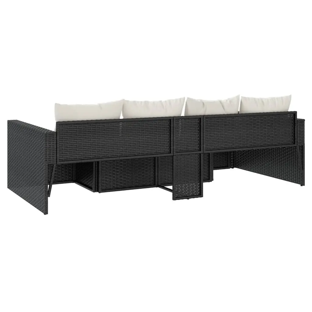Outdoor Furniture Set 2 Piece Garden Lounge Black with Cushions and Coffee Table