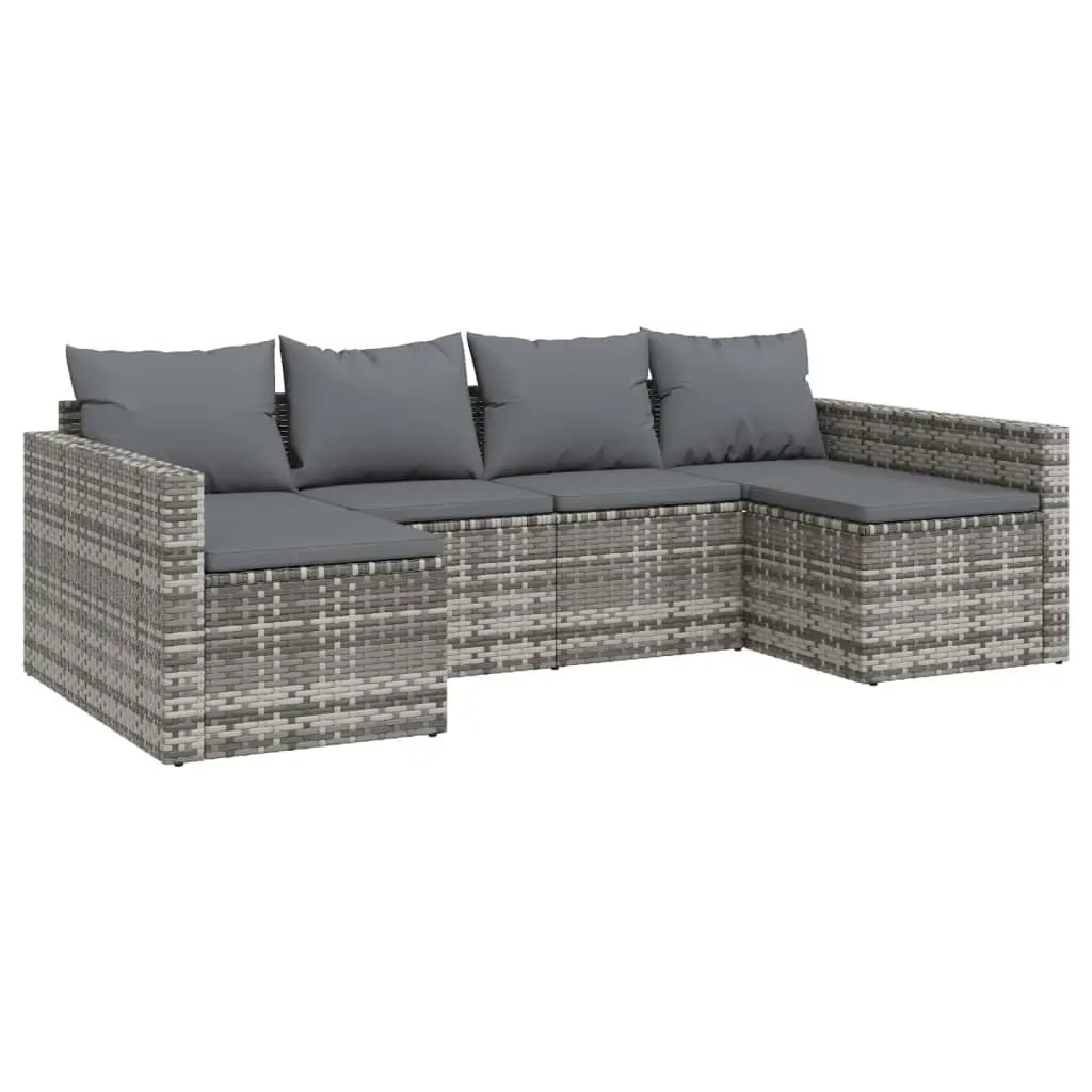 Garden Lounge Set for Outdoor Use 2 Piece Grey Poly Rattan with Cushions