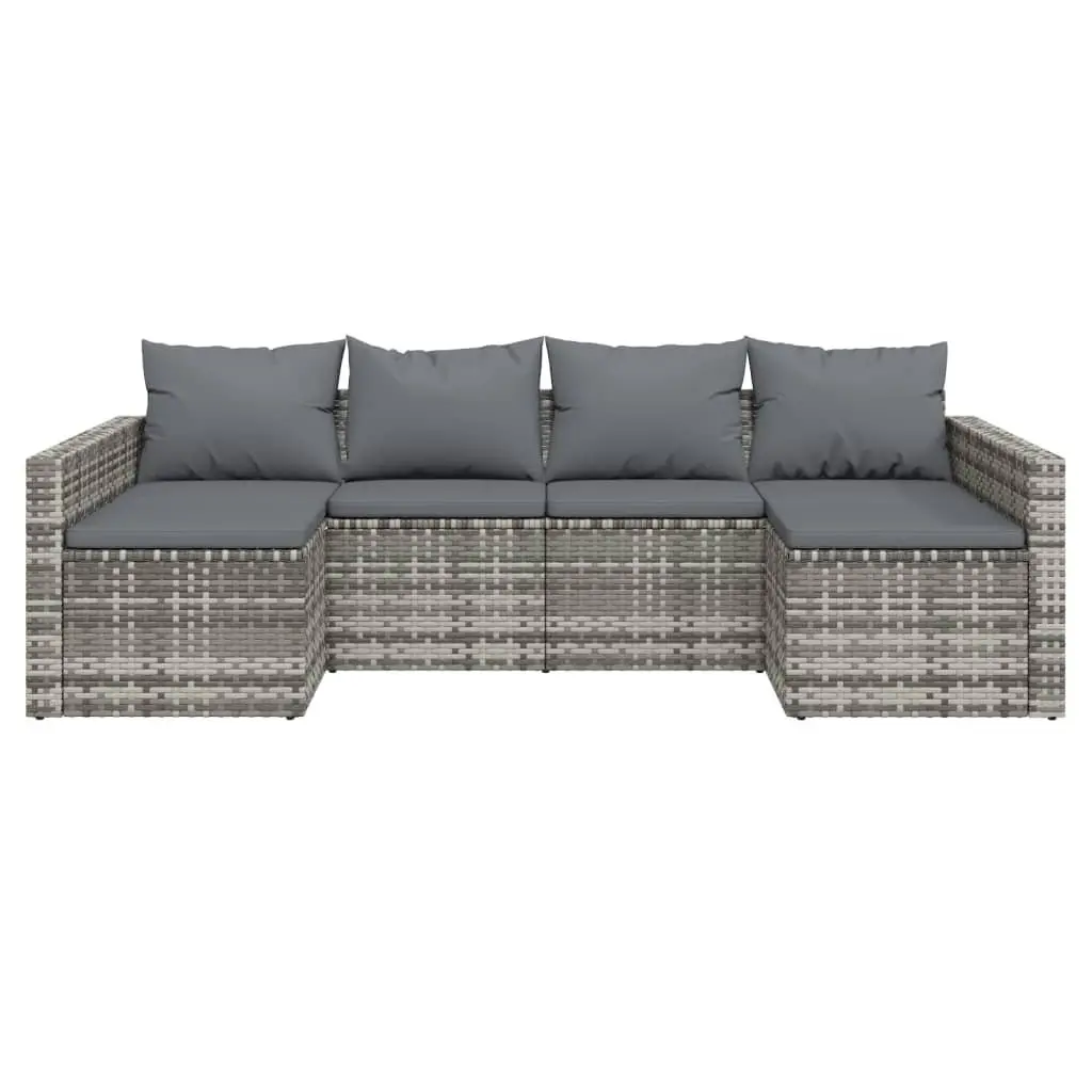 Garden Lounge Set for Outdoor Use 2 Piece Grey Poly Rattan with Cushions