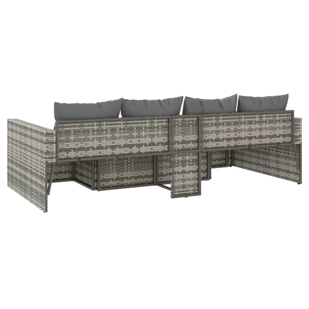 Garden Lounge Set for Outdoor Use 2 Piece Grey Poly Rattan with Cushions