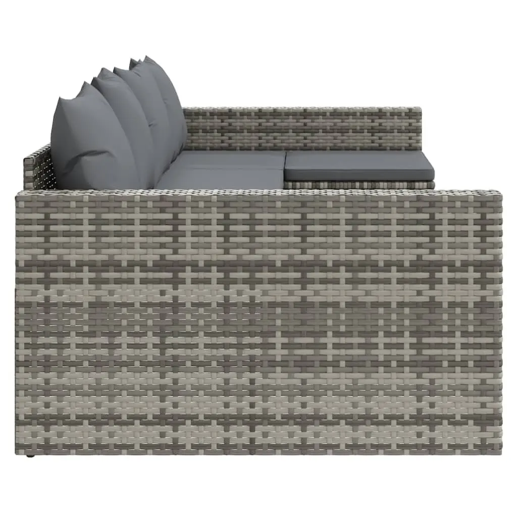 Garden Lounge Set for Outdoor Use 2 Piece Grey Poly Rattan with Cushions