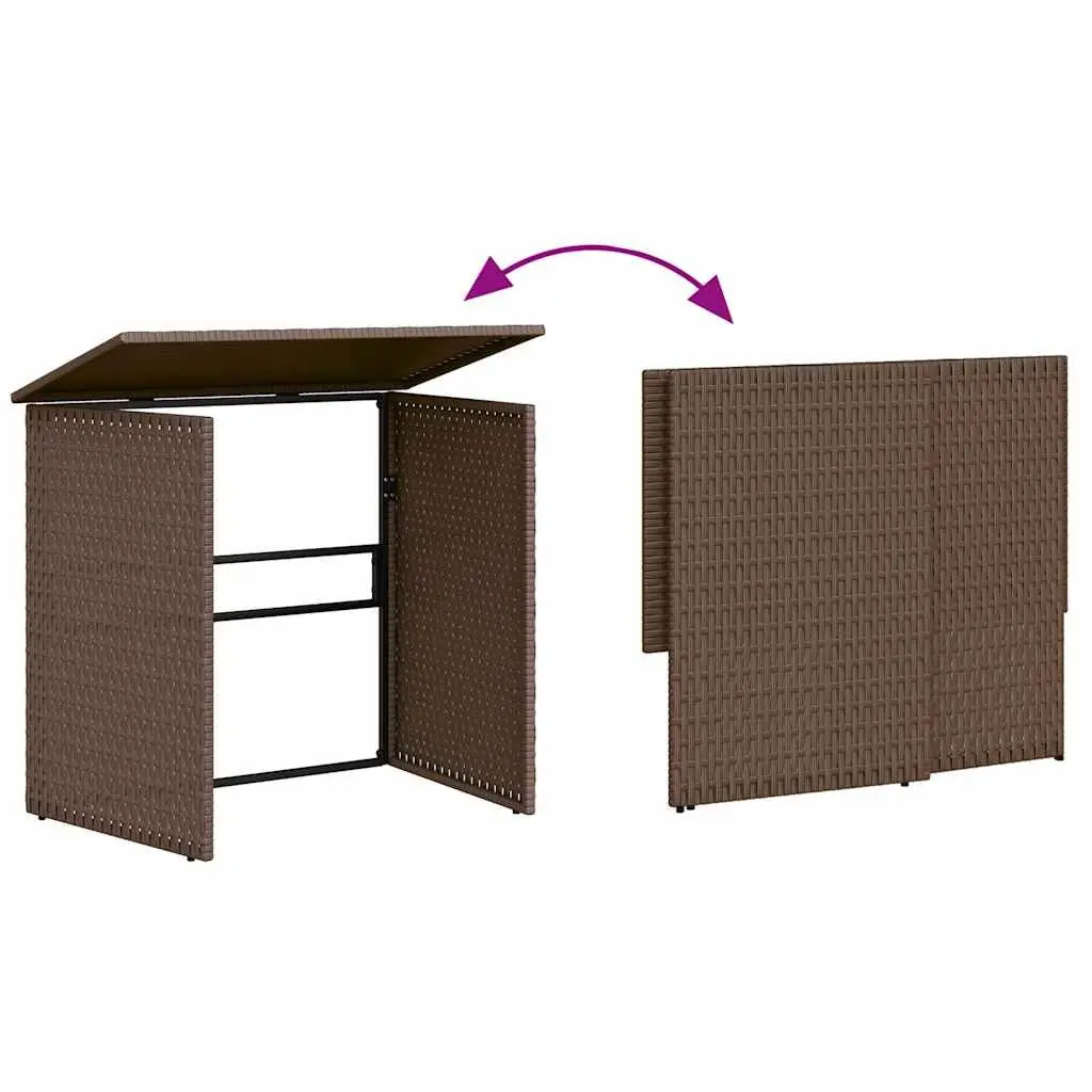 L-Shaped Garden Sofa Set with Table Brown Poly Rattan Outdoor Patio Furniture