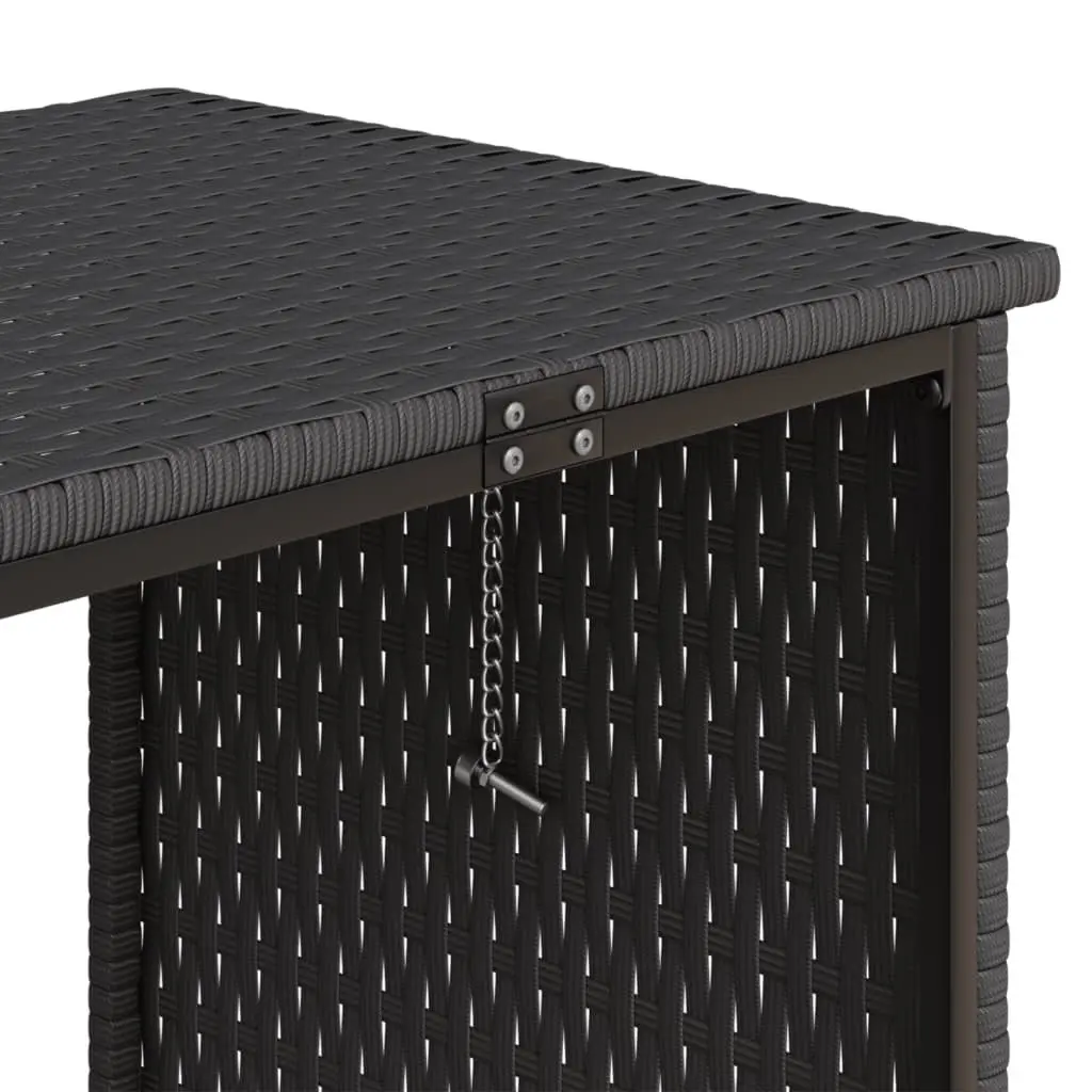 Outdoor Patio Furniture Set Black Poly Rattan L-Shaped Sofa with Cushions and Table