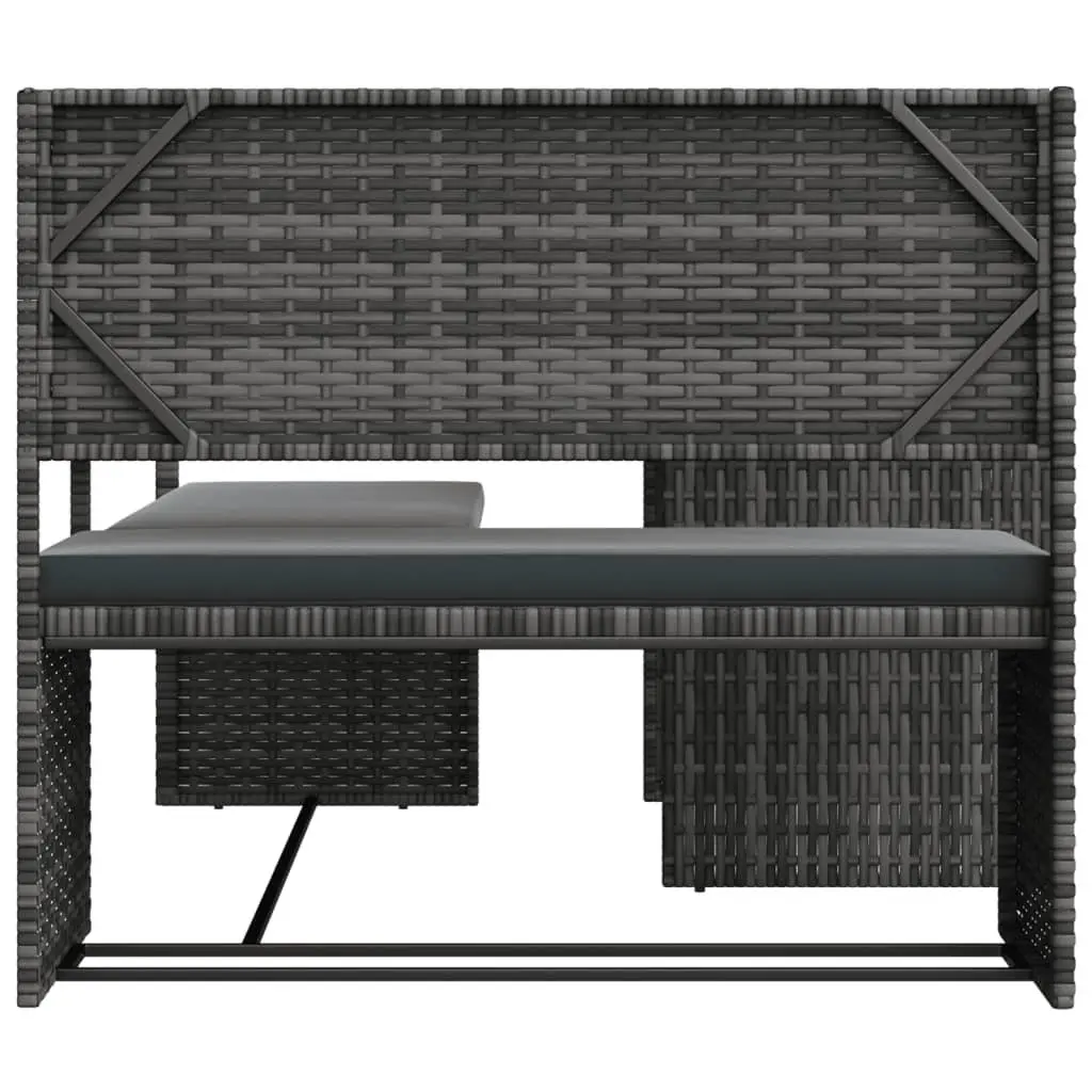 L-Shaped Garden Sofa Set with Table Grey Poly Rattan Outdoor Furniture