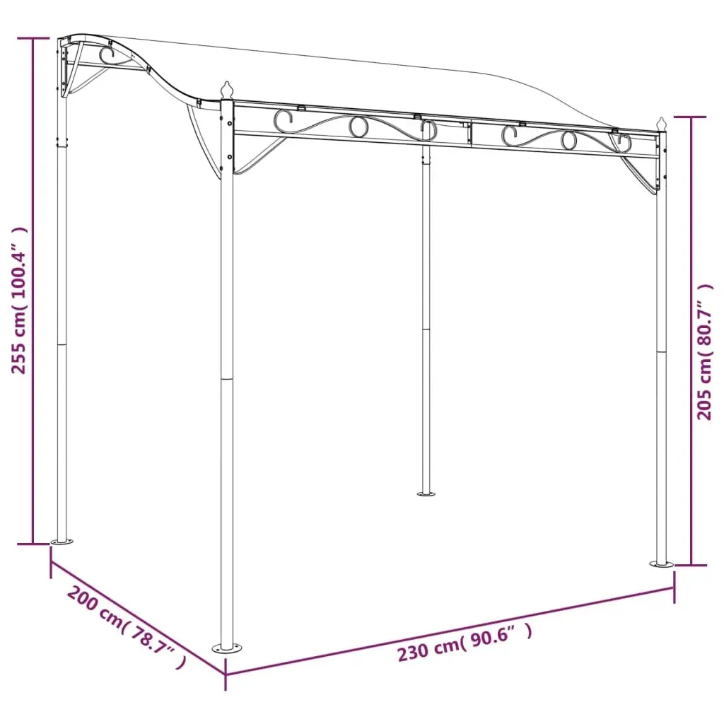 Outdoor Canopy Gazebo Tent 2x2.3m Garden Anthracite Waterproof Steel Frame