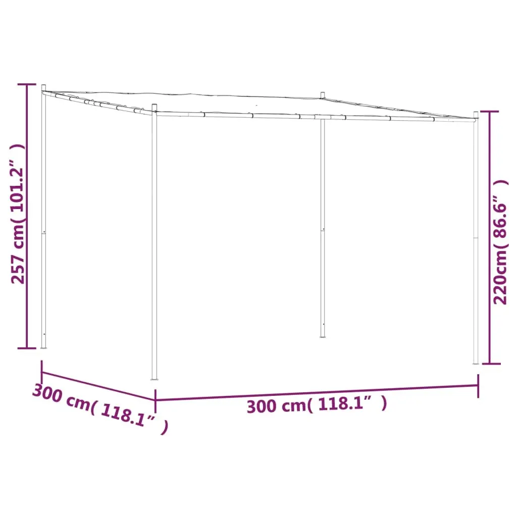 Gazebo Outdoor 3x3 m Beige Waterproof Polyester Steel Frame