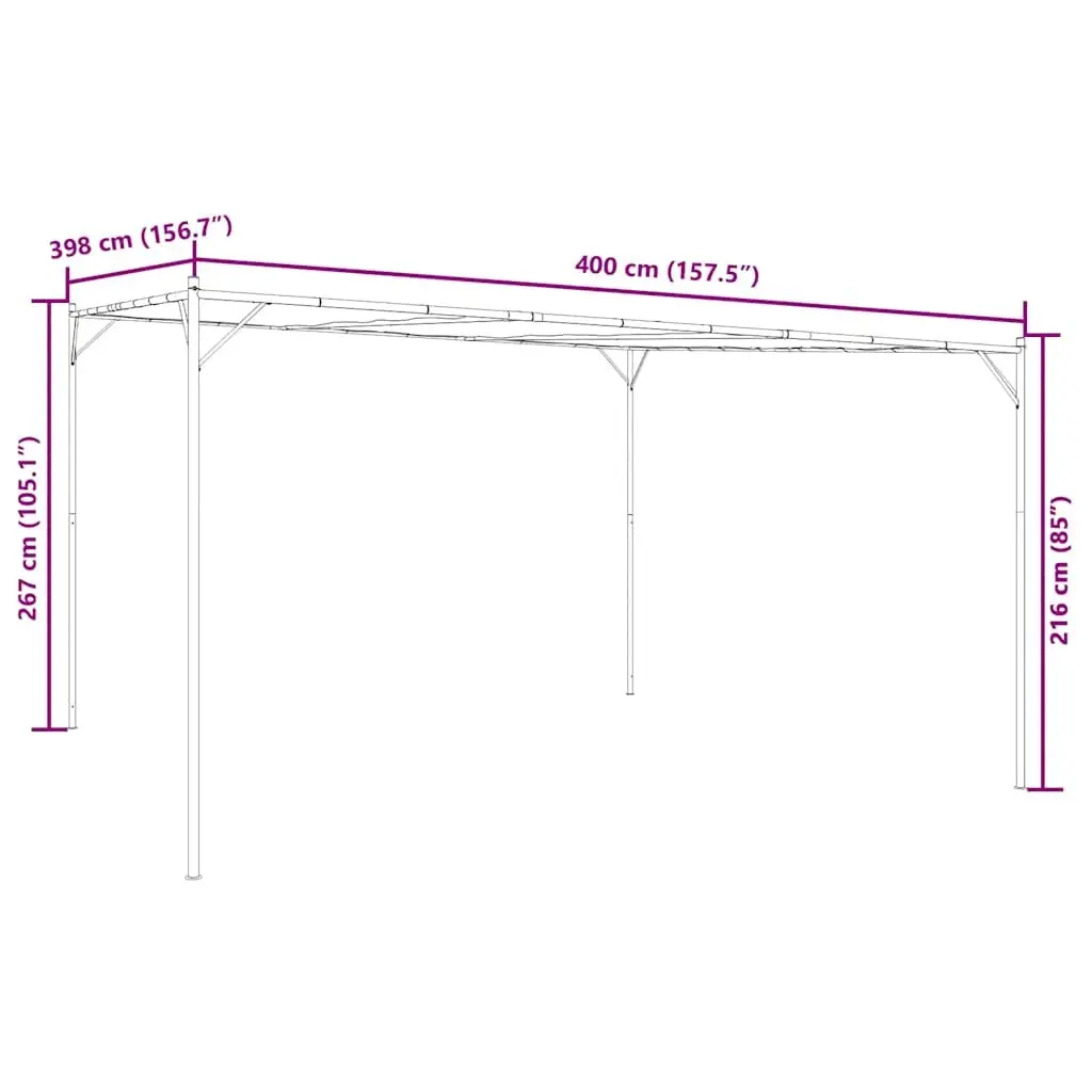 Gazebo Outdoor 4x4 m Water-Resistant Polyester Steel Frame