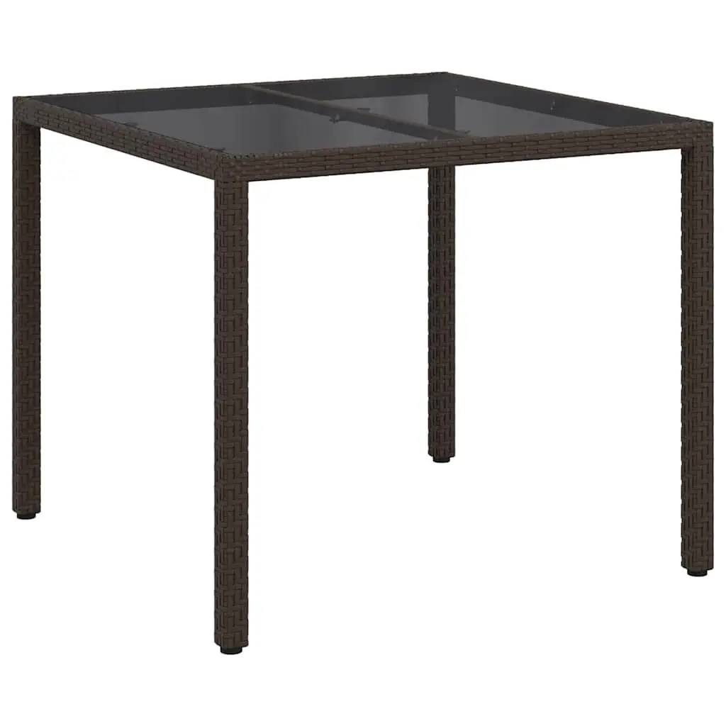 90x90x75cm Brown Outdoor Table with Poly Rattan Surface