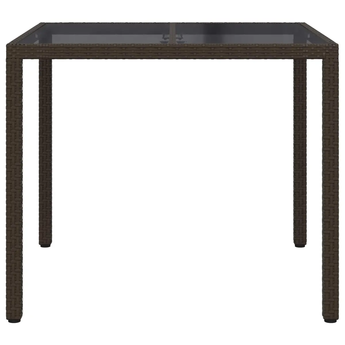 90x90x75cm Brown Outdoor Table with Poly Rattan Surface