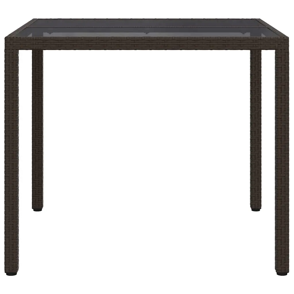 90x90x75cm Brown Outdoor Table with Poly Rattan Surface