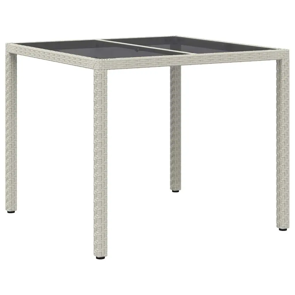 Garden Dining Table 90x90x75cm Outdoor Furniture White Poly Rattan Modern