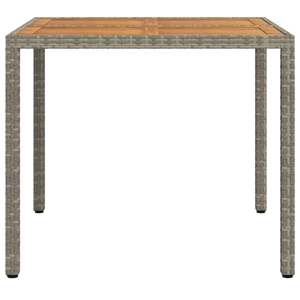 Garden Table Grey 90 x 90 x 75 cm Poly Rattan Outdoor Dining Furniture
