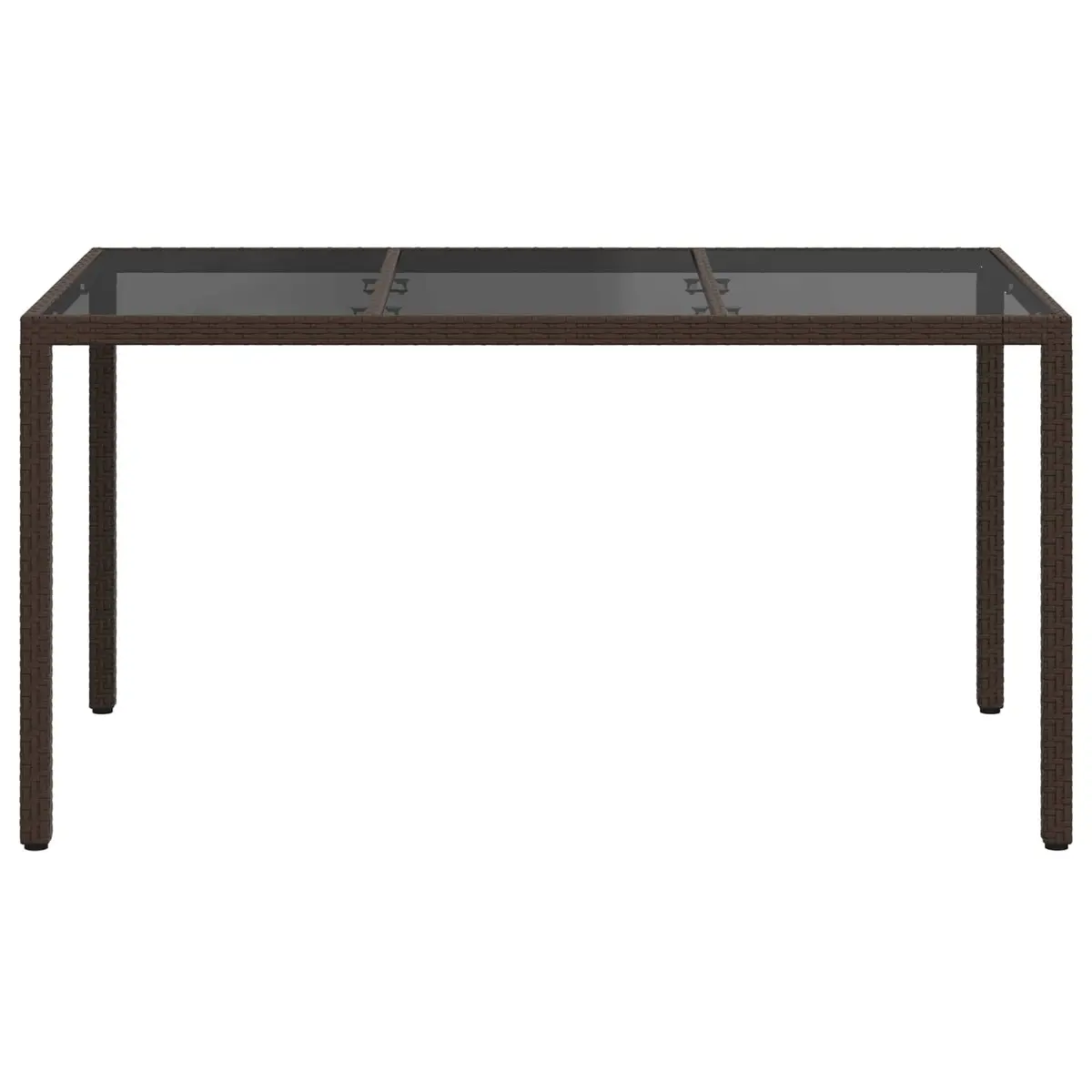 Outdoor Dining Table Poly Rattan Brown 150x90x75cm Durable Steel Frame for Garden Use