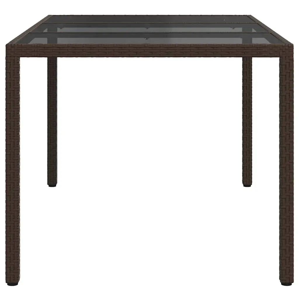 Outdoor Dining Table Poly Rattan Brown 150x90x75cm Durable Steel Frame for Garden Use