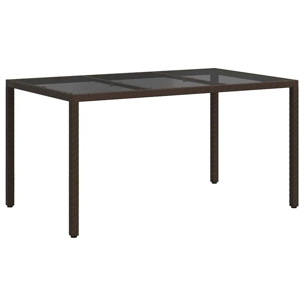 Outdoor Dining Table Poly Rattan Brown 150x90x75cm Durable Steel Frame for Garden Use